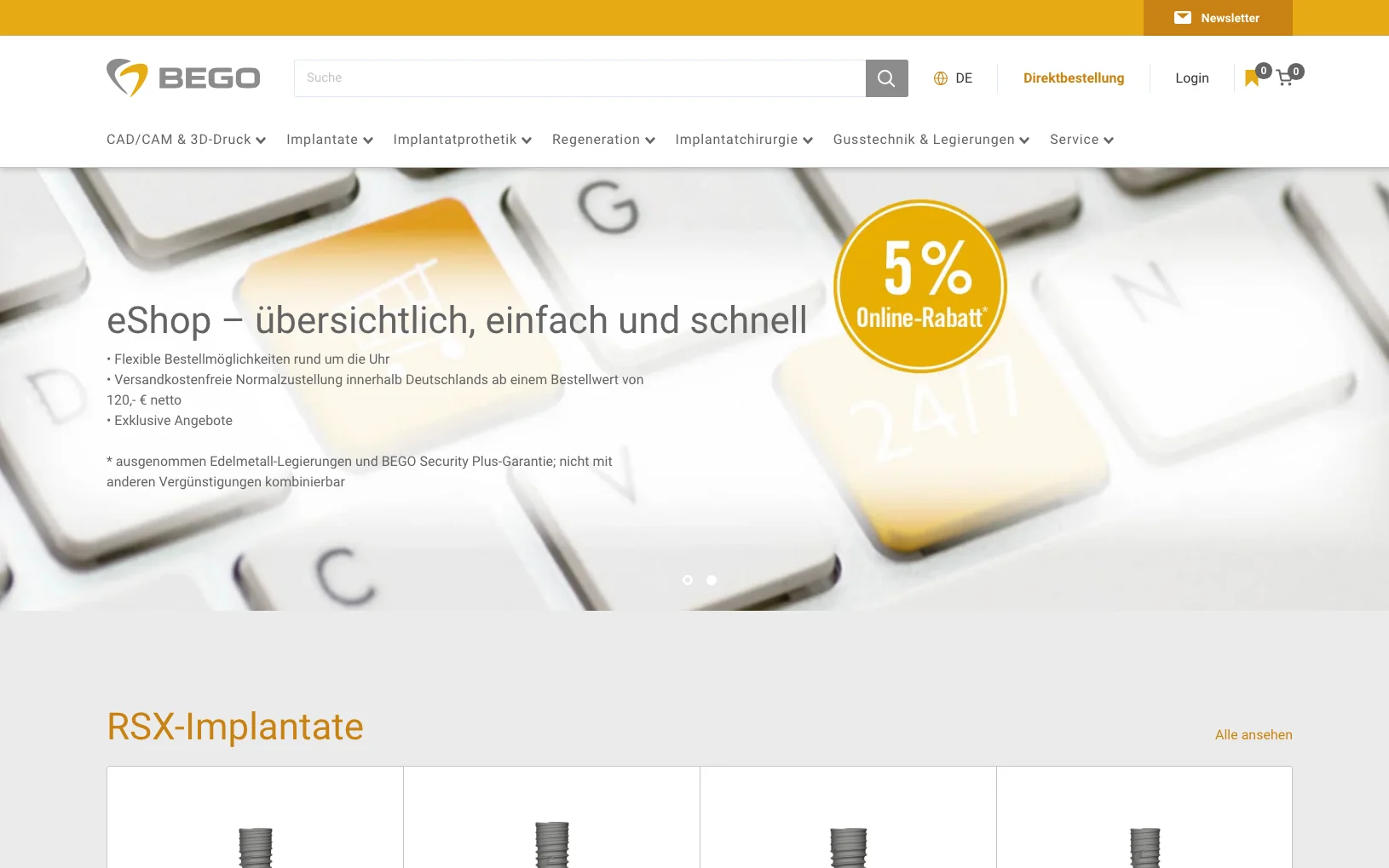 Screenshot-Beleg: BEGO — Kriterium 1.4 Design & Gesamteindruck