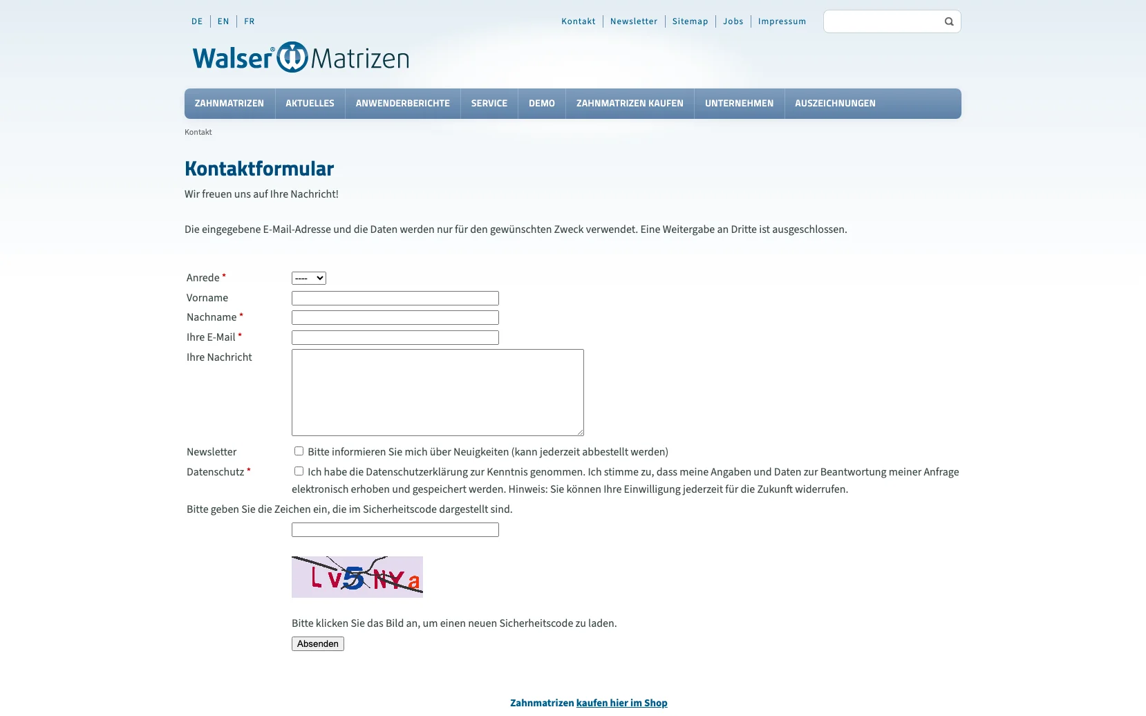 Screenshot-Beleg: Dr. Walser Dental GmbH — Kriterium 6.1 Kontaktmöglichkeiten präsent
