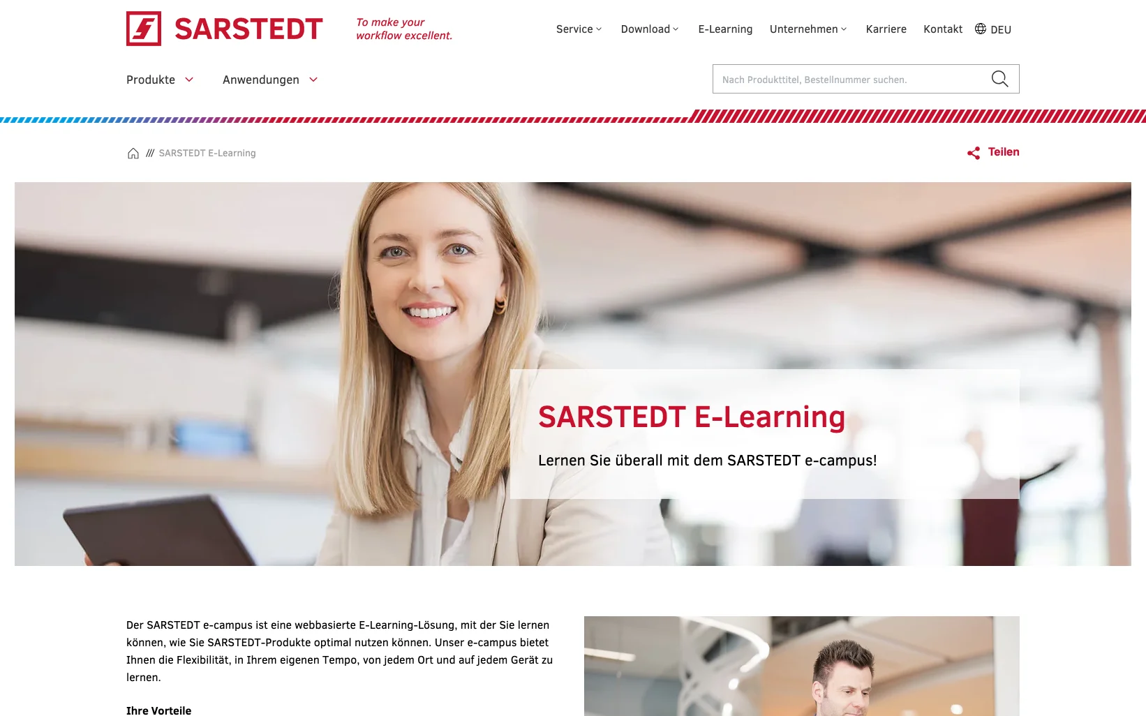 Screenshot-Beleg: Sarstedt — Kriterium 6.4 Schulungs- / Education-Hub