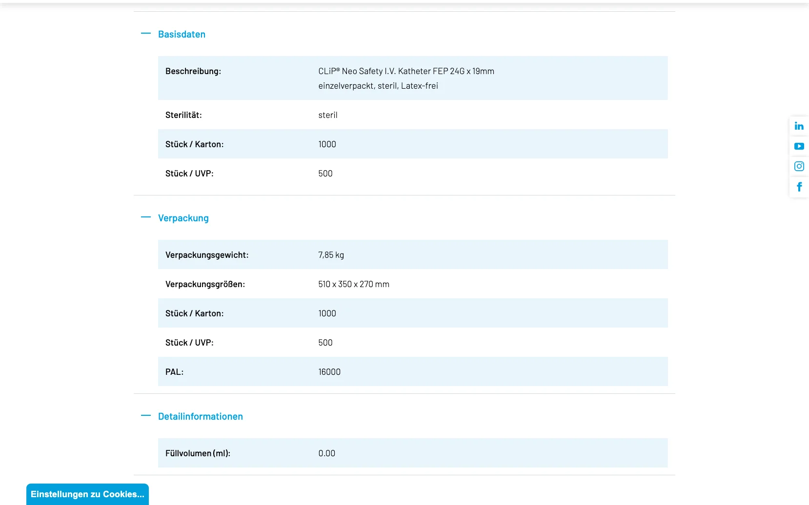 Screenshot-Beleg: Greiner Bio-One — Kriterium 4.3 Strukturierte Produktinformation
