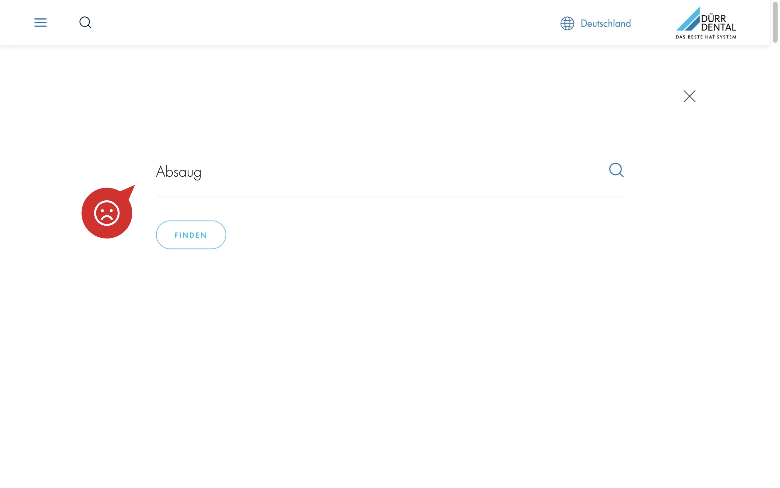 Screenshot-Beleg: Dürr Dental — Kriterium 2.3 Suchvorschläge während der Eingabe