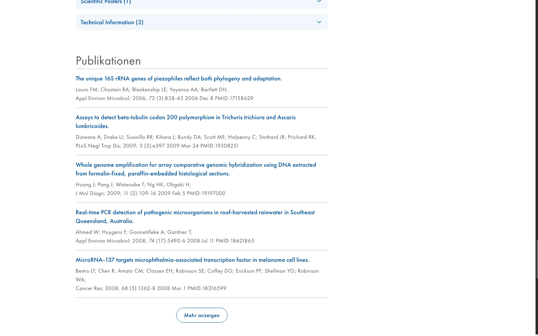Screenshot-Beleg: QIAGEN — Kriterium 4.5 Klinische Studien / Evidenz