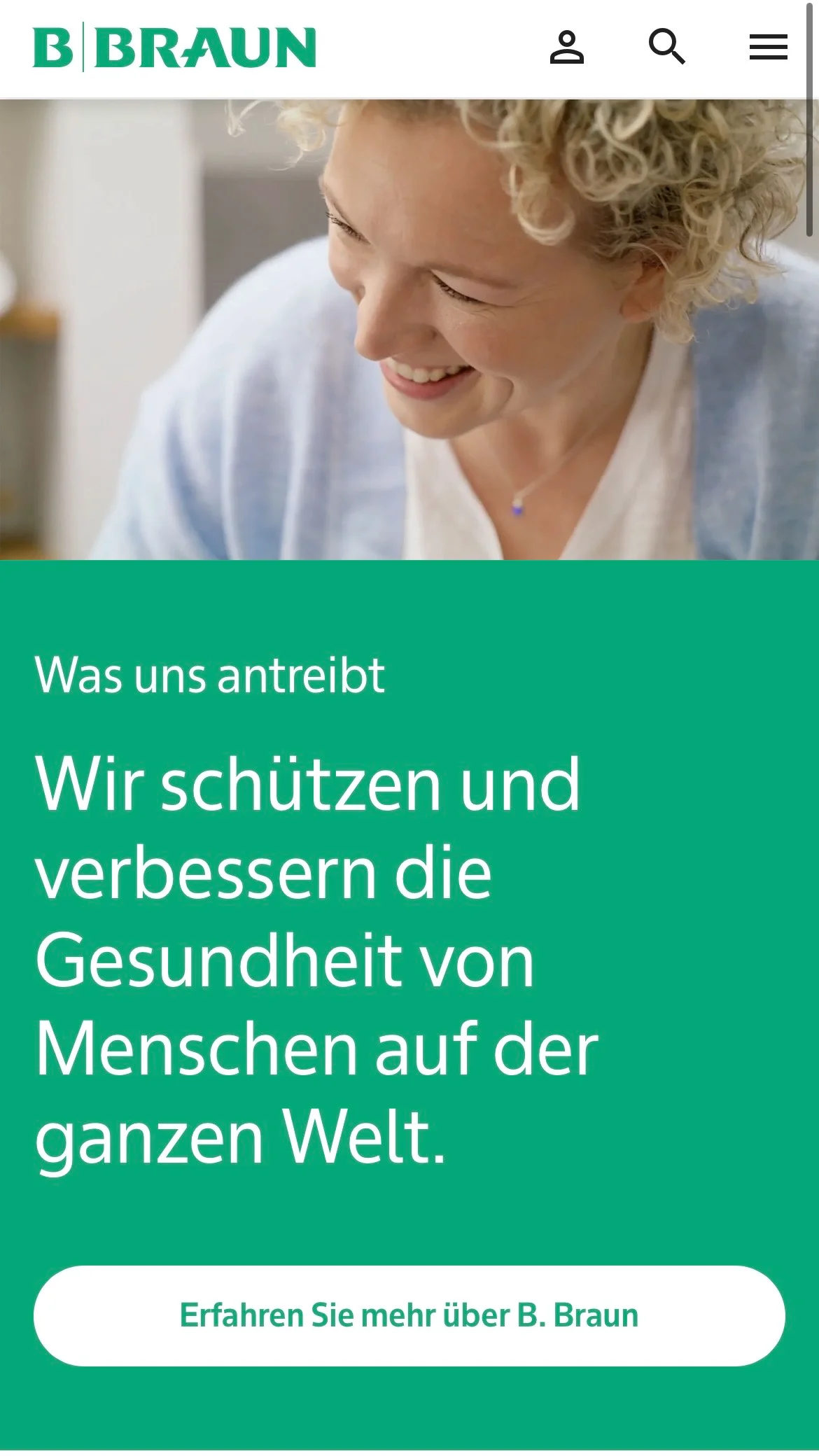 Screenshot-Beleg: B. Braun — Kriterium 7.5 Mobile Bedienbarkeit