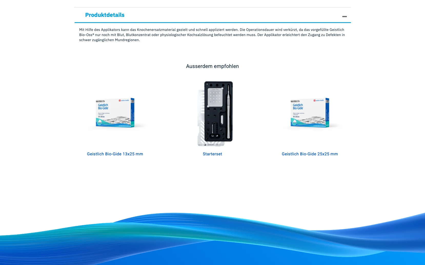 Screenshot-Beleg: Geistlich — Kriterium 4.9 Passende Produkte & Zubehör