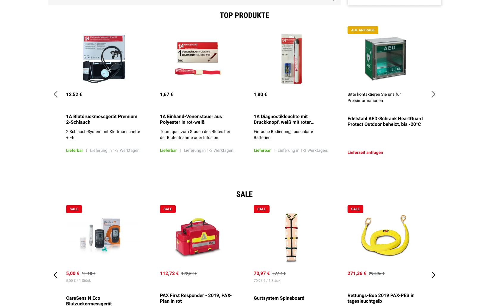 Screenshot-Beleg: 1a-medizintechnik — Kriterium 4.9 Passende Produkte & Zubehör