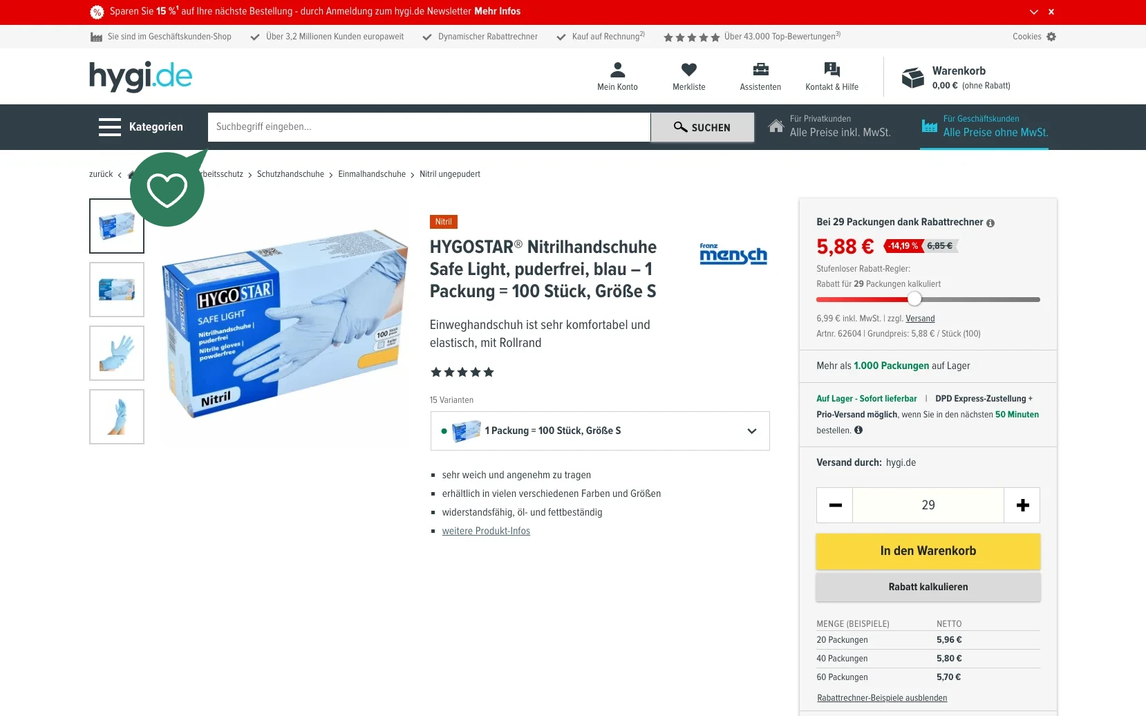 Beleg zu Kriterium 2.1: hygi.de