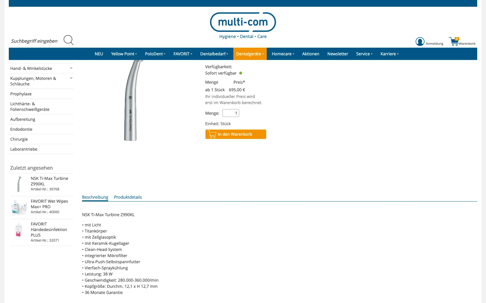 Screenshot-Beleg: multi-com — Kriterium 4.3 Strukturierte Produktinformation