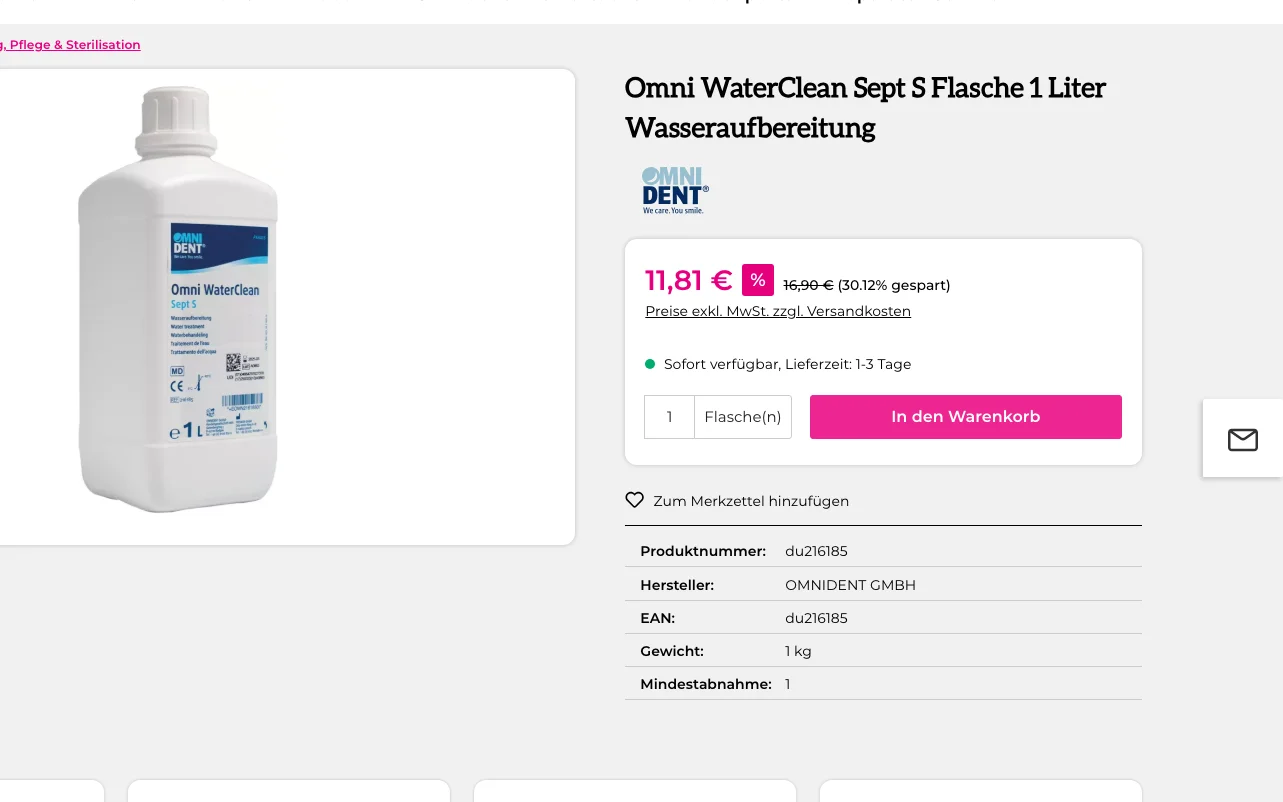 Screenshot-Beleg: Klapperzähnchen — Kriterium 5.3 Lieferzeit / Verfügbarkeit