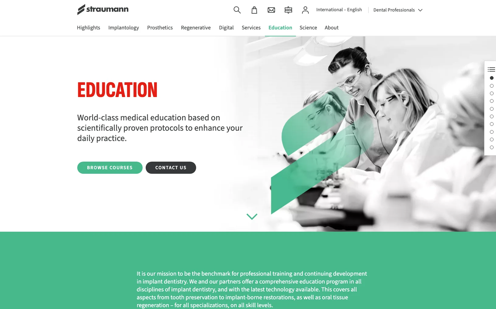 Screenshot-Beleg: Straumann Group — Kriterium 6.4 Schulungs- / Education-Hub