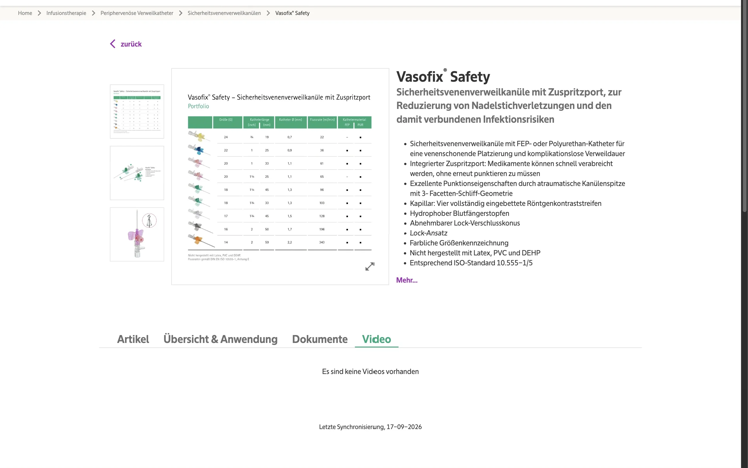 Screenshot-Beleg: B. Braun — Kriterium 4.6 Anwendungs-/Demo-Video auf der Produktseite