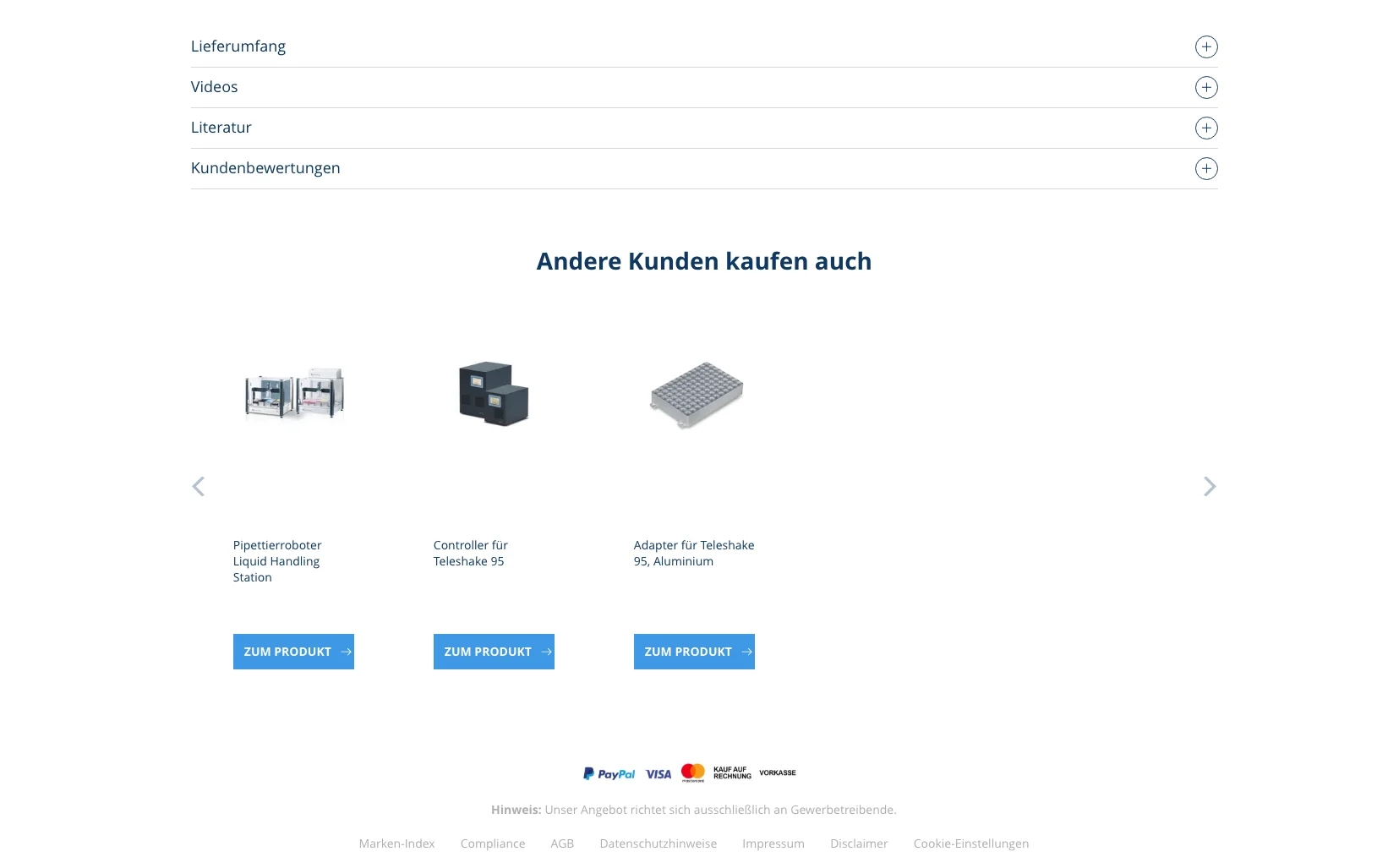 Screenshot-Beleg: Brand (Brandtech) — Kriterium 4.9 Passende Produkte & Zubehör